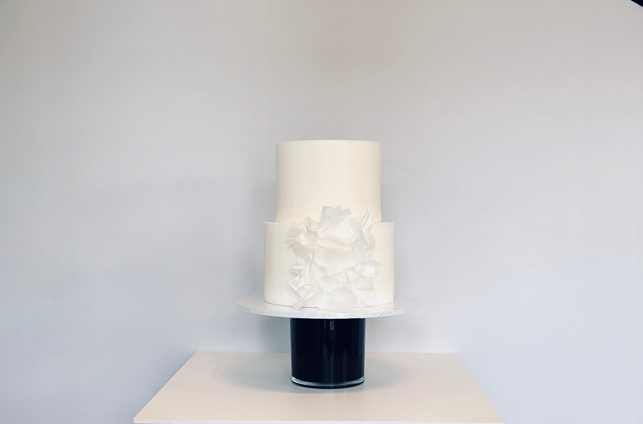 All White Tiered Wedding Cake
