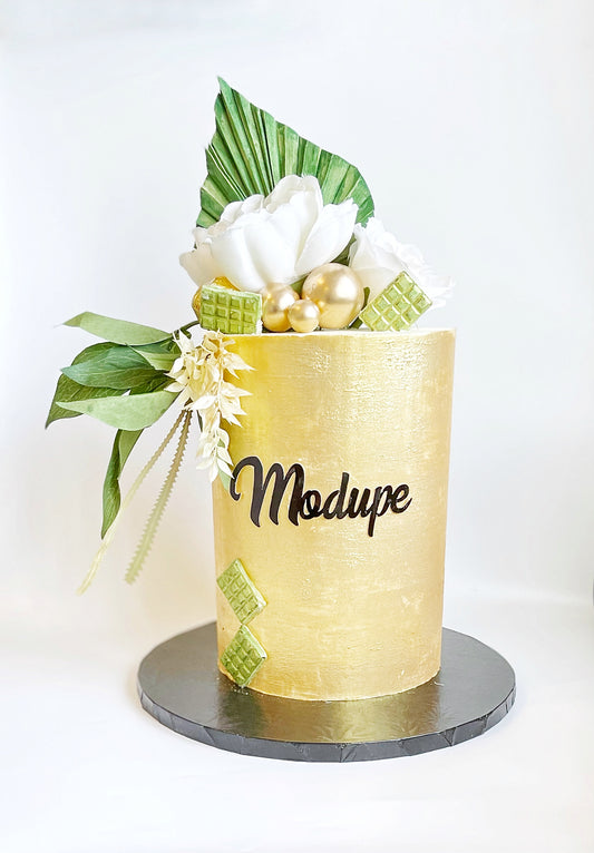 Golden Elegance Celebration Cake